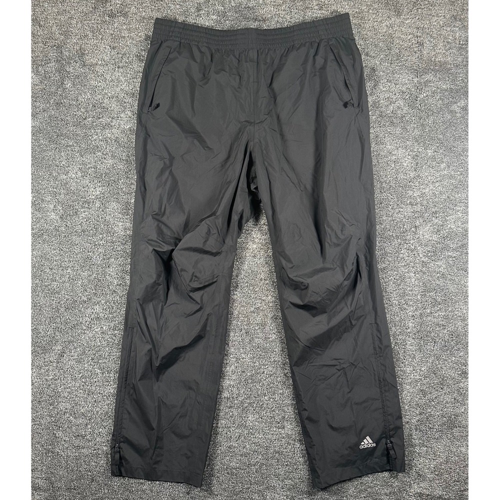 Adidas Packable Rain Pants Mens XL ClimaProof Black Athletic Rain Track Bottoms